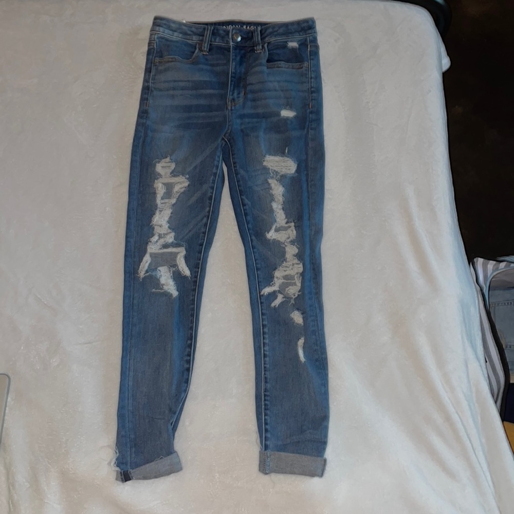 Super High-Rise Next Level Stretch Ripped Blue Jeggings